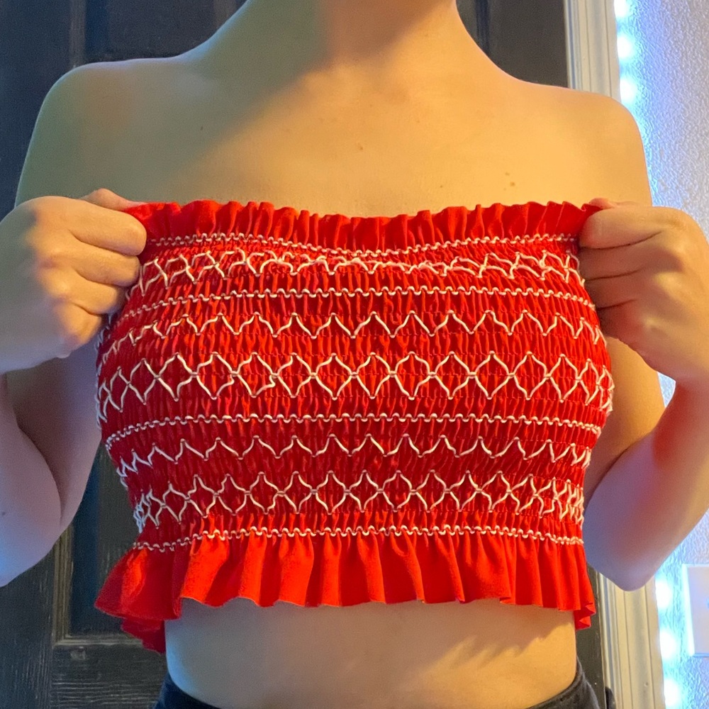 Red Strapless Bikini Set